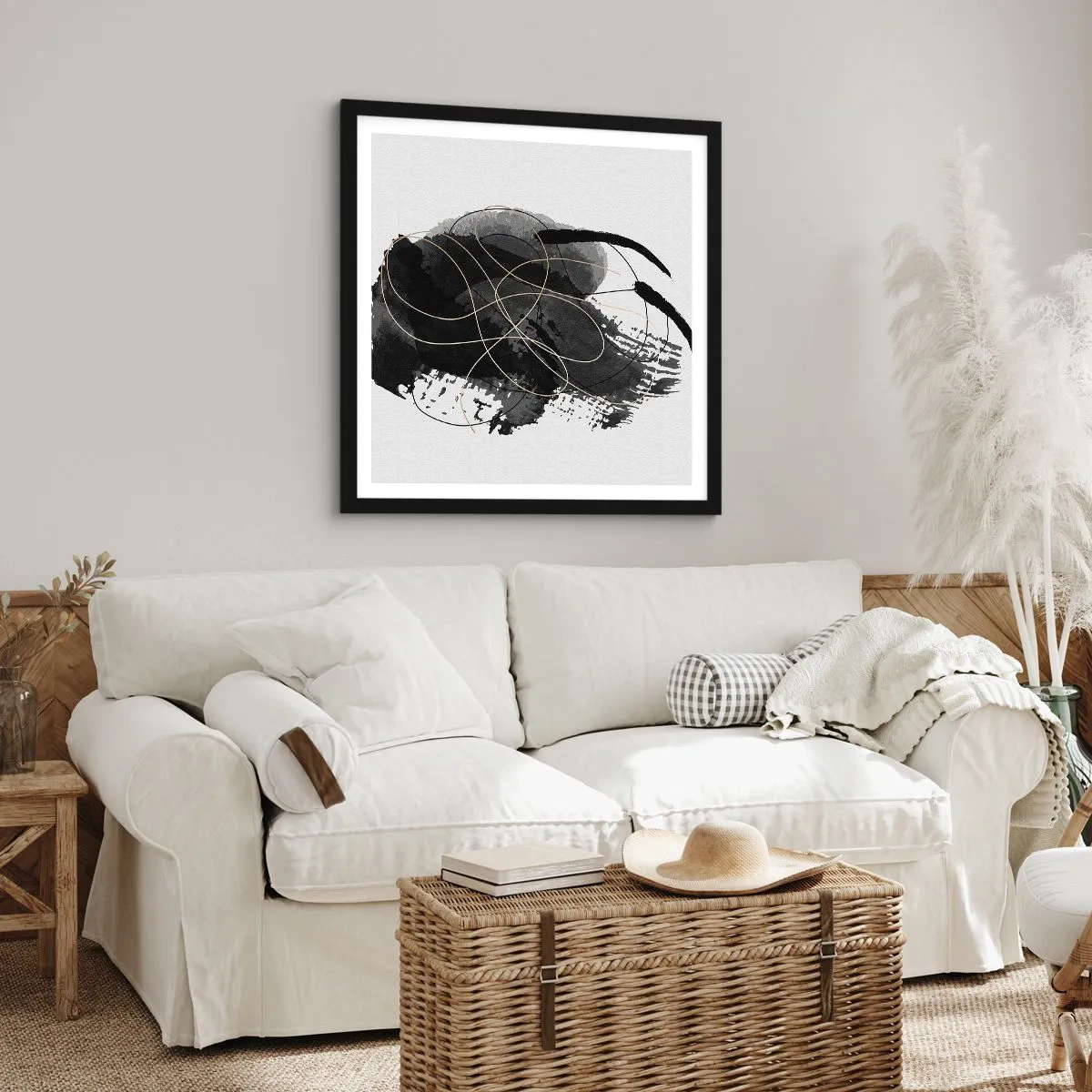 Poster in een zwarte lijst - Gemaakt uit zwart - 60x60 cm