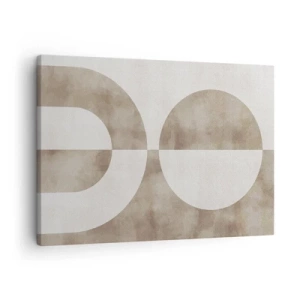 Schilderen op canvas - Een abstract schilderij in beige tinten met geometrische vormen en symmetrie. - 70x50cm - Gelijkenissen en verschillen - Moderne wanddecoratie voor woonkamer en slaapkamer ARTTOR