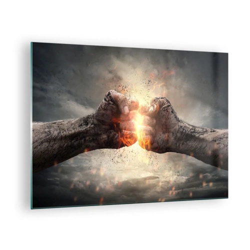 Schilderen op glas - Ga de strijd aan - 70x50cm - Sta op voor een gevecht - Moderne wanddecoratie voor woonkamer en slaapkamer ARTTOR
