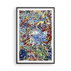 Poster in een zwarte lijst - Glas in lood druppel - 61x91 cm