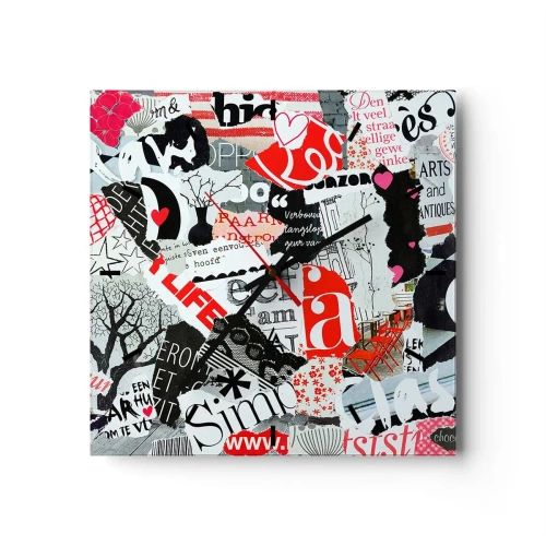 Wandklok - Klok - Hipster-collage - 30x30 cm
