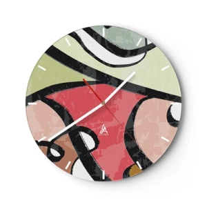 Wandklok - Klok - Kleurrijke abstracte vormen in pasteltinten - 30x30cm - Pirouettes tussen kleuren - Moderne wanddecoratie voor woonkamer, keuken en slaapkamer ARTTOR