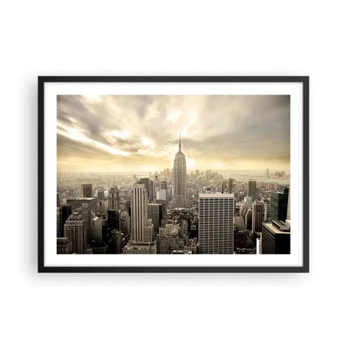 Poster in een zwarte lijst - New York geweven van grijs - 70x50 cm