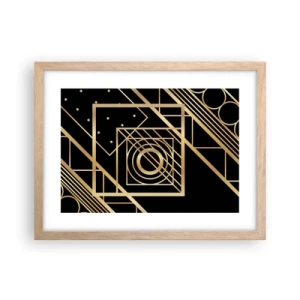 Een poster in een licht eiken lijst - Gouden geometrie - 40x30 cm