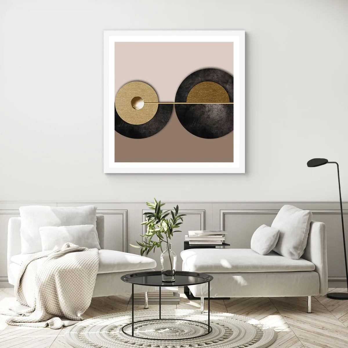 Poster in een witte lijst - Variaties rond de cirkel - 40x40 cm