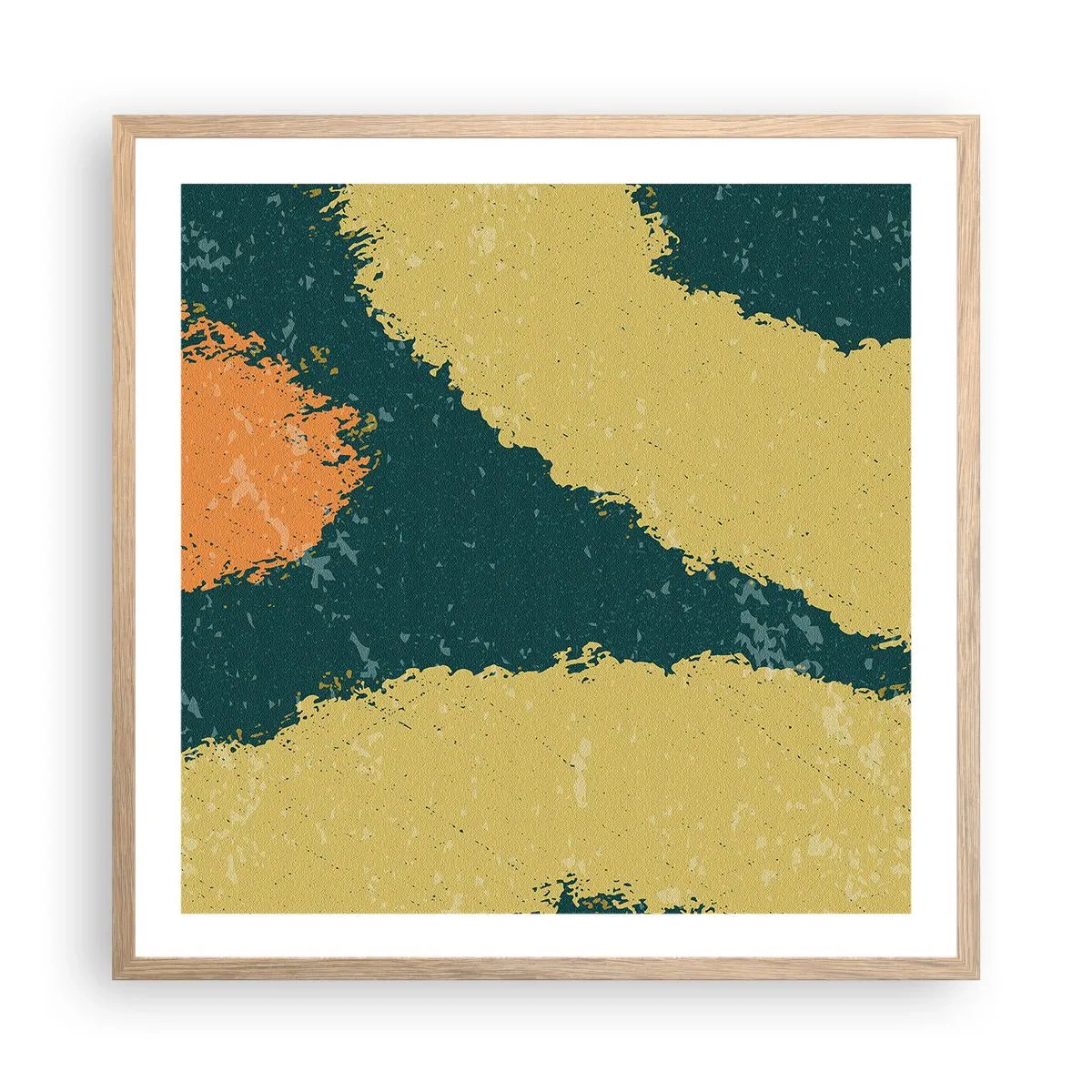 Een poster in een licht eiken lijst - Abstractie – langzame beweging - 60x60 cm
