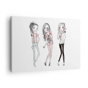 Schilderen op canvas - Illustratie van modieuze meisjes in pastelkleuren - 70x50cm - Het zal zijn, het zal leuk zijn - Moderne wanddecoratie voor woonkamer en slaapkamer ARTTOR