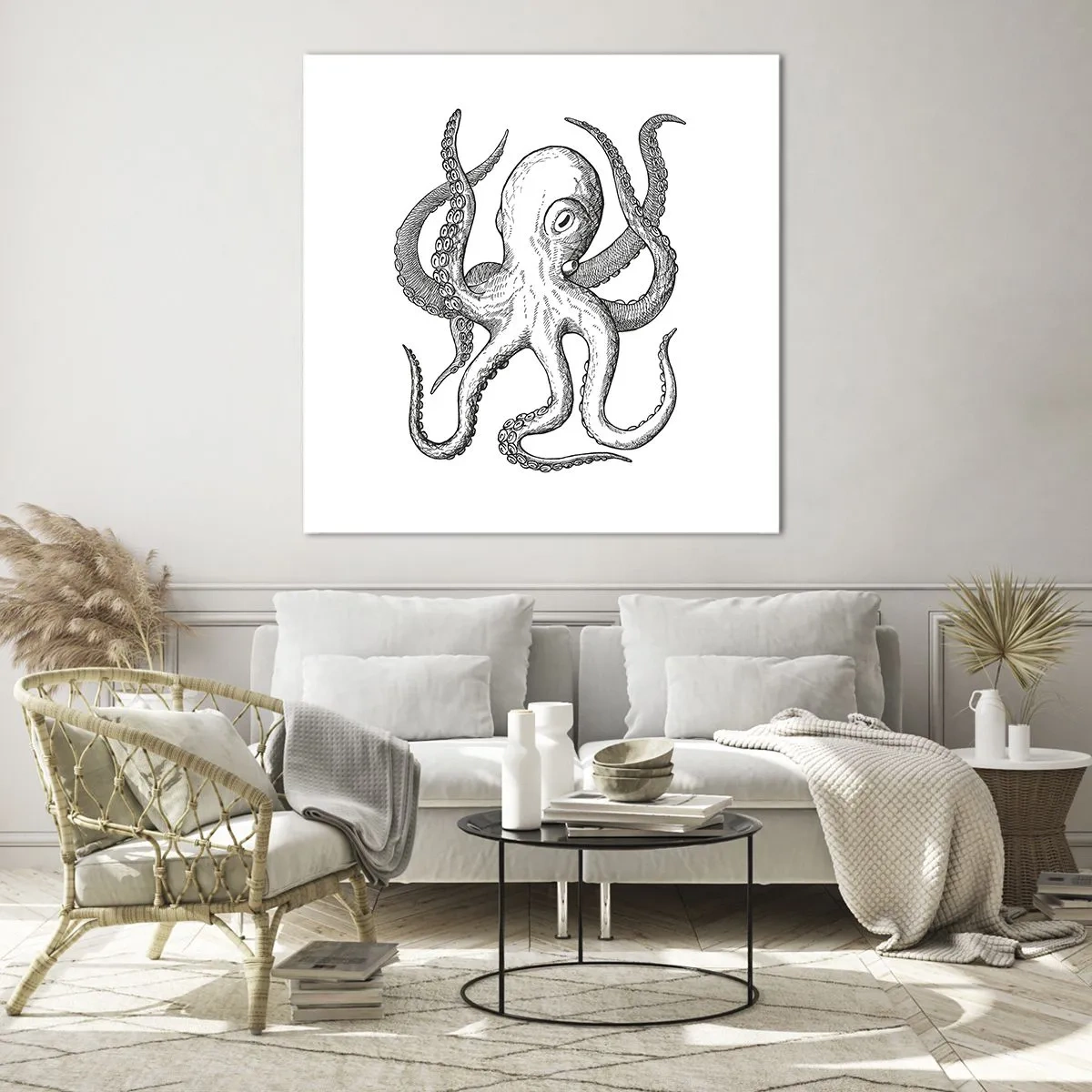 Schilderen op glas - Dansend met de golven - 60x60 cm