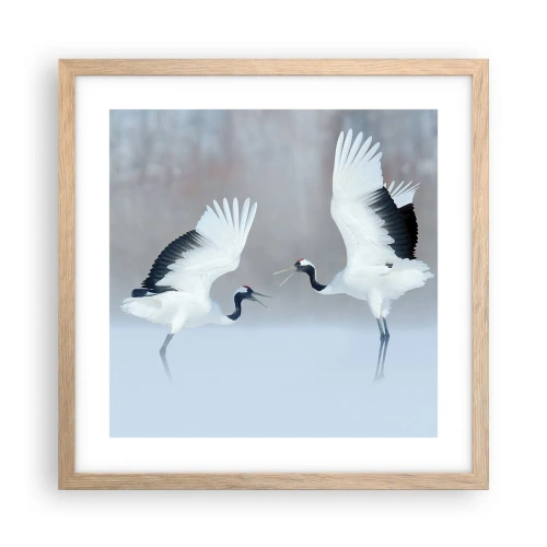 Een poster in een licht eiken lijst - Dans in de mist - 40x40 cm