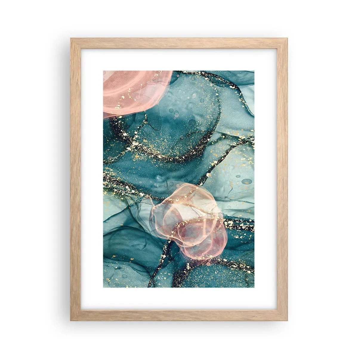Een poster in een licht eiken lijst - Zijdeblauw, tule roze - 30x40 cm