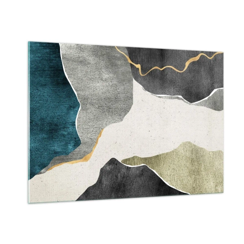 Schilderen op glas - Mozaïekcompositie met gouddraad - 100x70 cm