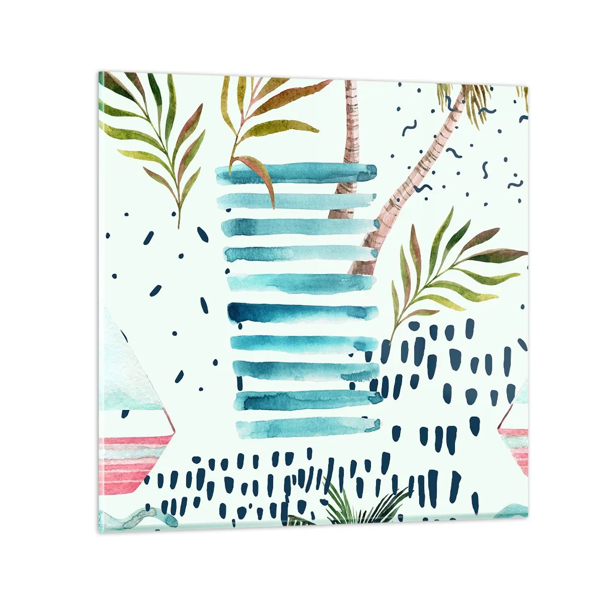Schilderen op glas - Vakantie onder palmbomen - 60x60 cm