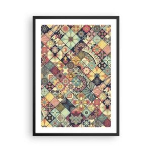 Poster in een zwarte lijst - Kleurrijk mozaïekpatroon - 50x70cm - Marokkaanse sfeer - Moderne wanddecoratie voor woonkamer en slaapkamer ARTTOR