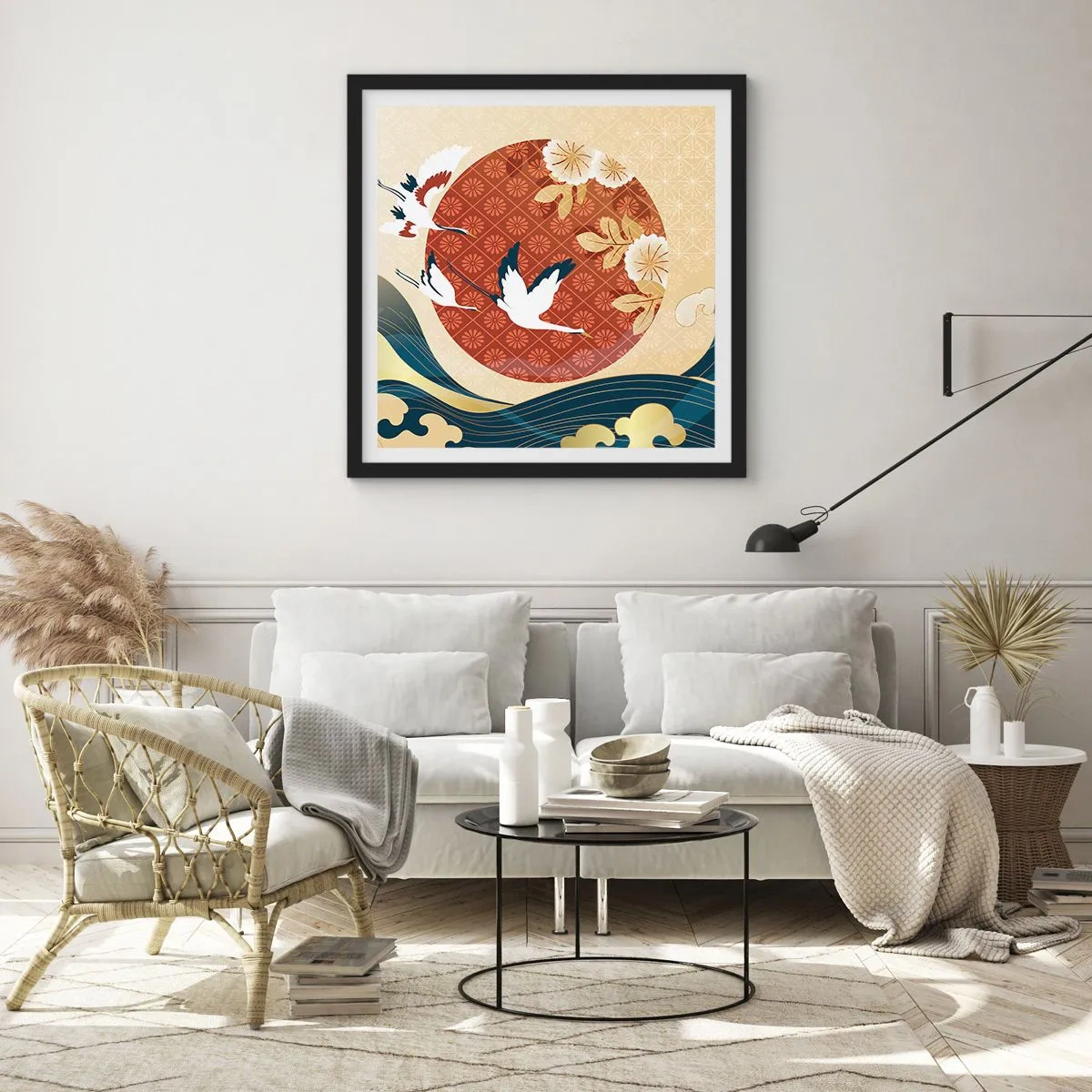 Poster in een zwarte lijst - Japans sprookje - 40x40 cm