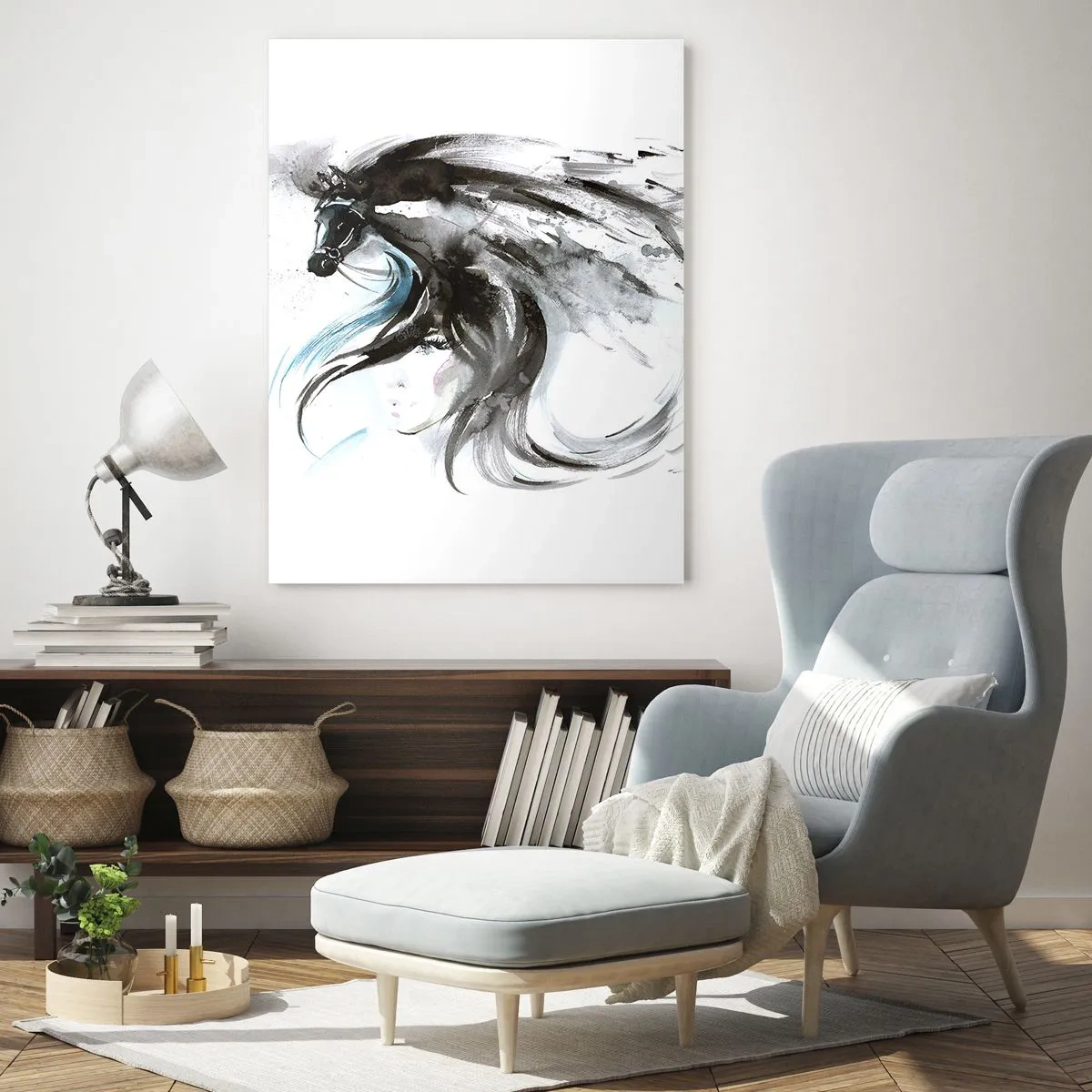 Schilderen op glas - Galop van de Zwarte Prins - 70x100 cm