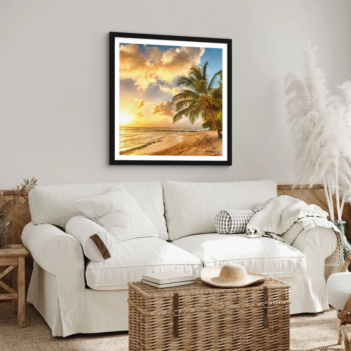 Poster in een zwarte lijst - Eeuwige zomer, altijd vakantie - 30x30 cm