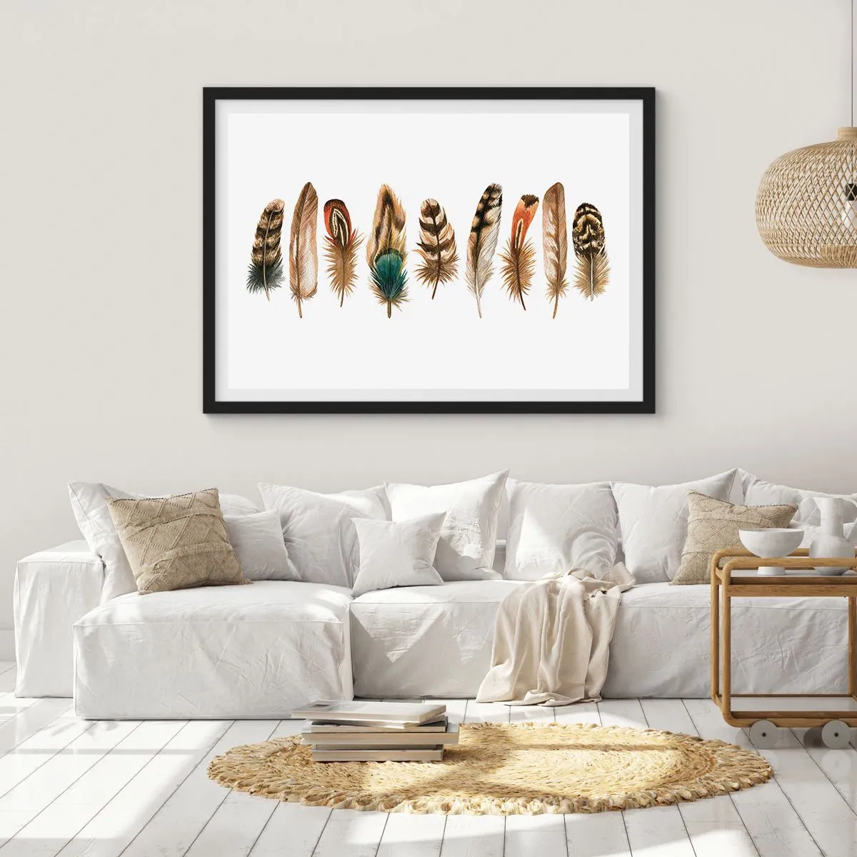 Poster in een zwarte lijst - Een gevederde variatie - 50x40 cm