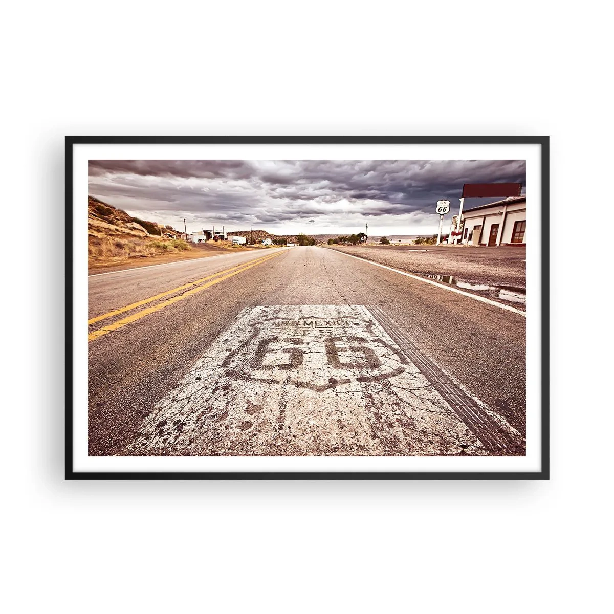 Poster in een zwarte lijst - Mother Road - een Amerikaanse legende - 100x70 cm