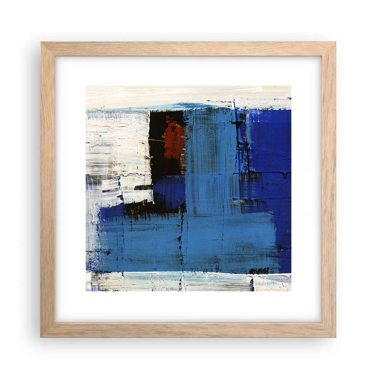 Een poster in een licht eiken lijst - Het geheim van blauw - 30x30 cm