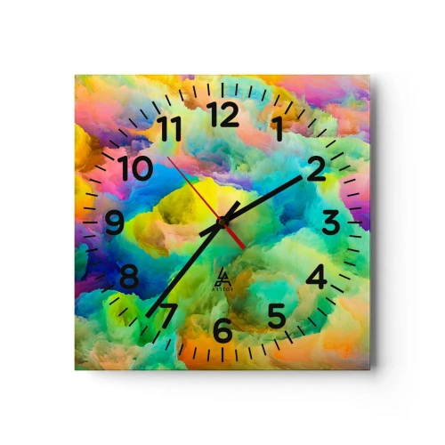 Wandklok - Klok - Regenboog dons - 40x40 cm