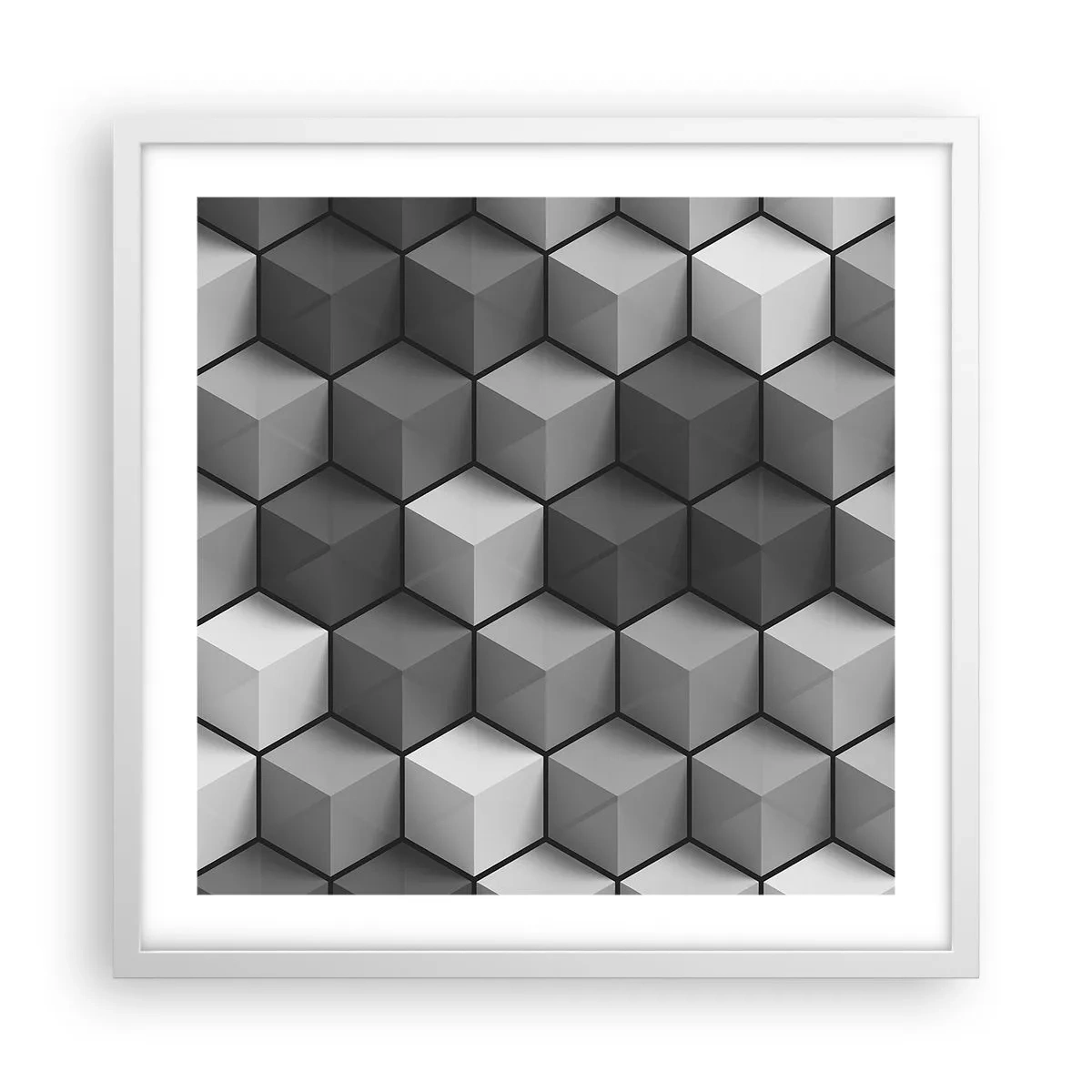 Poster in een witte lijst - Kubistische puzzel - 50x50 cm