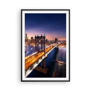 Poster in een zwarte lijst - Een stralende brug naar het hart van de stad - 61x91 cm