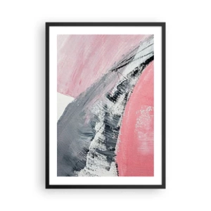 Poster in een zwarte lijst - Een abstracte compositie in tinten roze en grijs. - 50x70cm - Bijpassende compositie - Moderne wanddecoratie voor woonkamer en slaapkamer ARTTOR