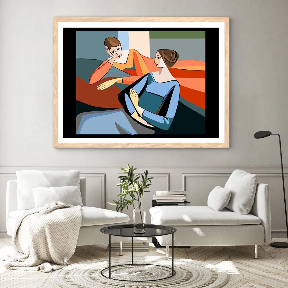 Een poster in een licht eiken lijst - Een moment van vertrouwen - 50x40 cm