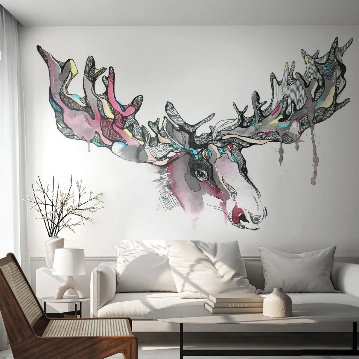 Zelfklevend Fotobehang Deluxe Sticker - Kroon van de boskoning - Abstractie, Eland, Natuur - 250x175 cm