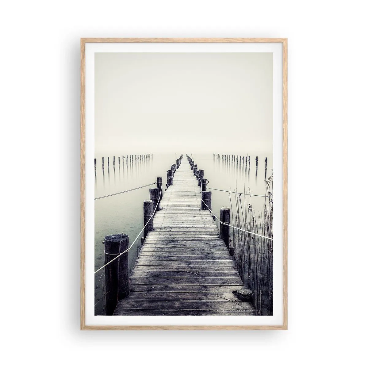 Een poster in een licht eiken lijst - Dompel jezelf onder in vrede - 70x100 cm