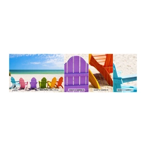 Fotobehang Monster Zelfklevend Deluxe Sticker - Regenboog strand - Landschap, Strand, Ligstoelen - 100x30 cm
