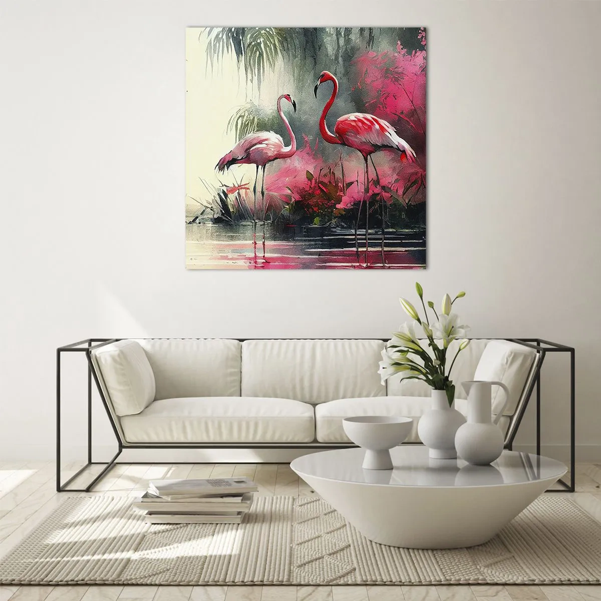 Schilderen op glas - Een les in natuurlijke gratie - 70x70 cm