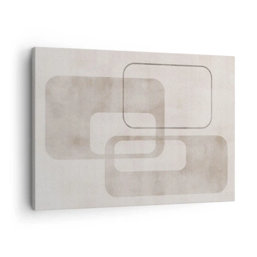 Schilderen op canvas - Een minimalistische compositie met rechthoeken in beige tinten op een subtiele achtergrond. - 70x50cm - Geometrische voeg - Moderne wanddecoratie voor woonkamer en slaapkamer ARTTOR