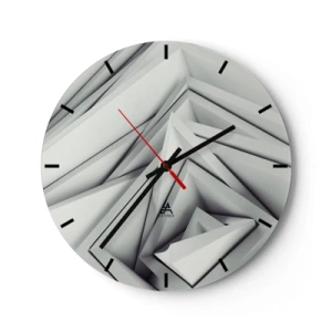 Wandklok - Klok - Geometrische, driedimensionale vormen in grijstinten - 30x30cm - Scherpe hoeken knoppen - Moderne wanddecoratie voor woonkamer, keuken en slaapkamer ARTTOR