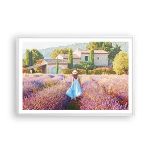 Poster in een witte lijst - Lavendel meisje - 91x61 cm