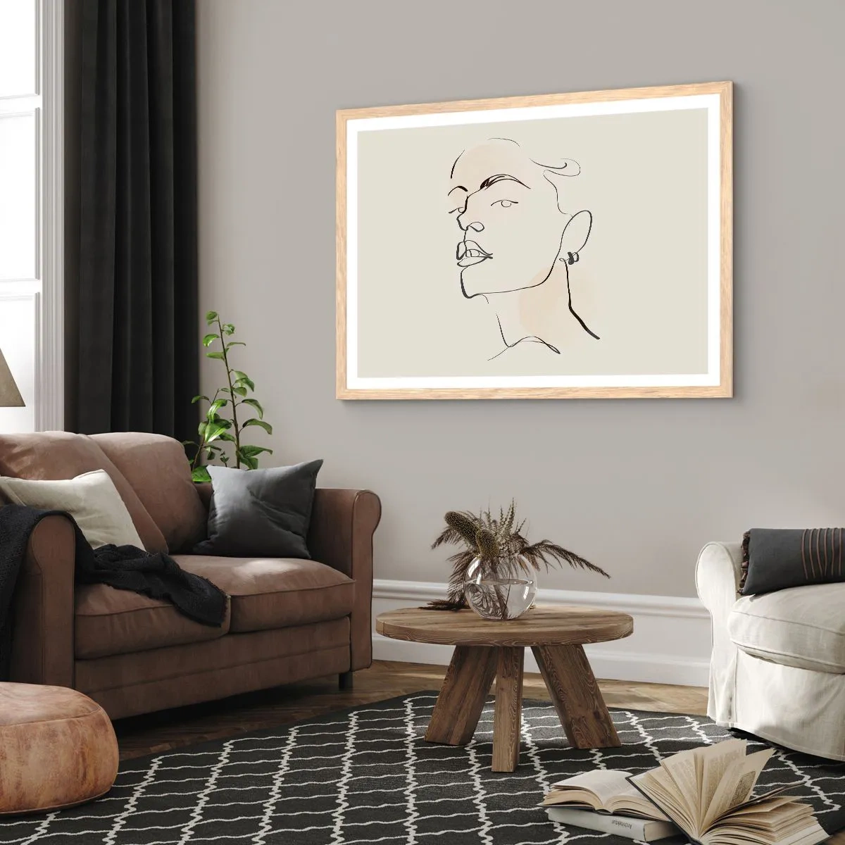 Een poster in een licht eiken lijst - Een trotse blik - 91x61 cm