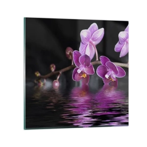 Schilderen op glas - Lila weerspiegeling van schoonheid - 60x60 cm