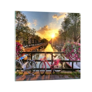 Schilderen op glas - Lenteochtend in Amsterdam - 30x30 cm