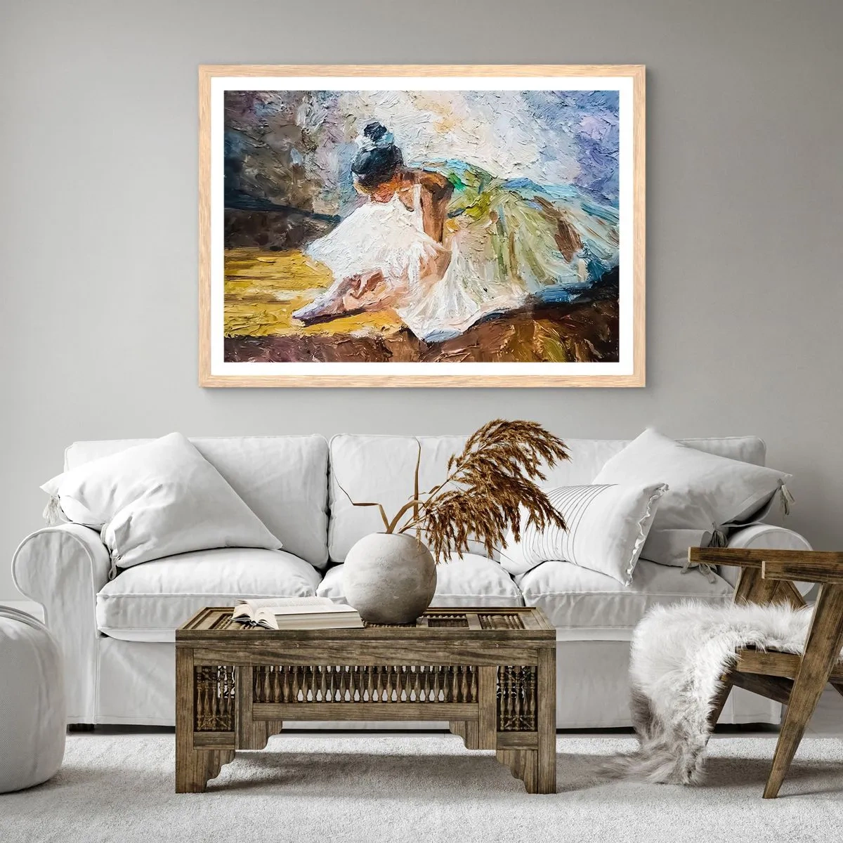 Een poster in een licht eiken lijst - Naar een schilderij van Degas - 50x40 cm