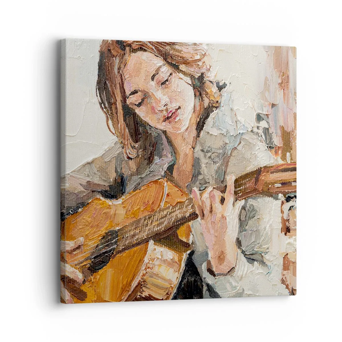 Schilderen op canvas - Concerto voor gitaar en een meisjeshart - 30x30 cm