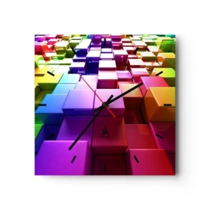 Wandklok - Klok - Op-art samen in een team - 30x30 cm