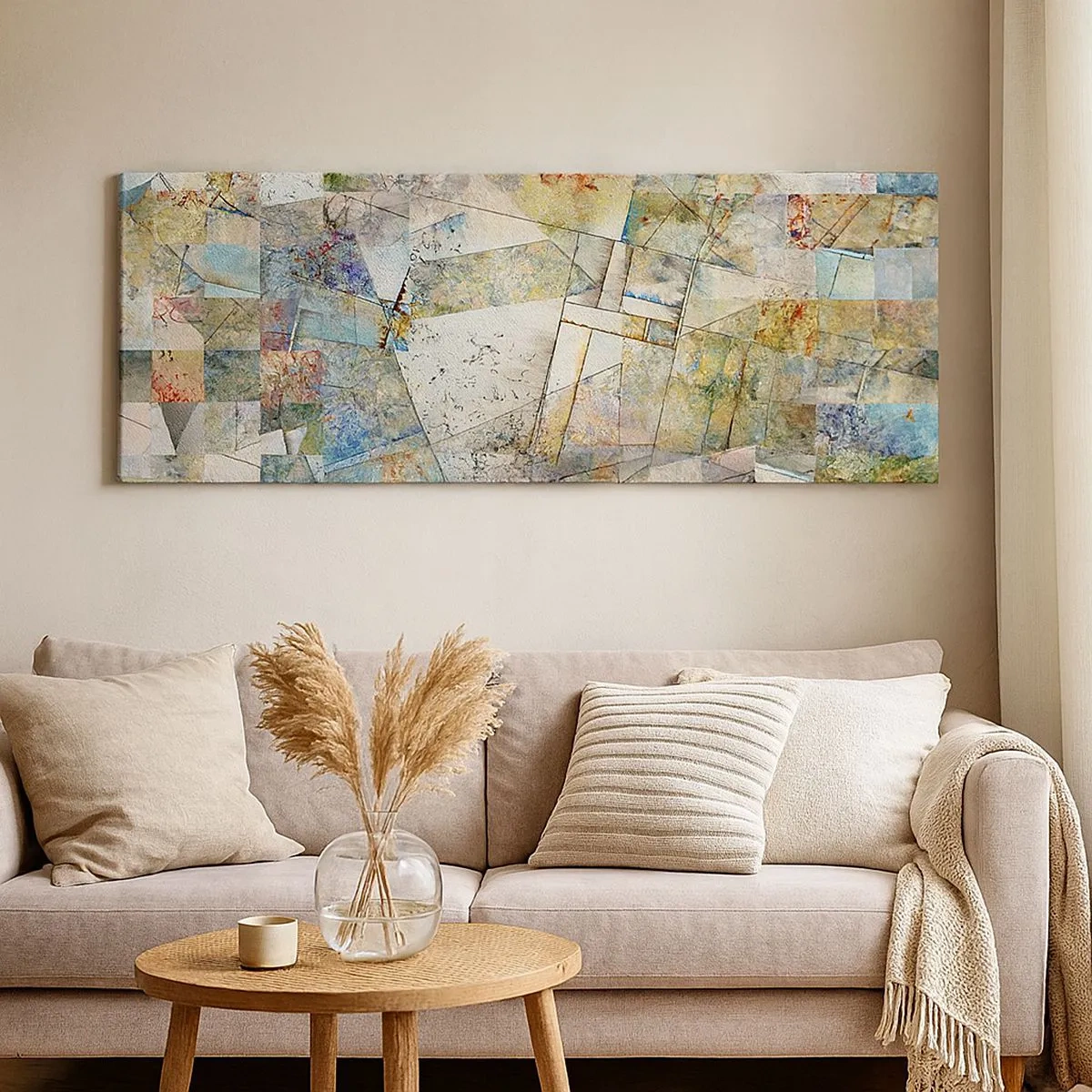 Schilderen op canvas - Geometrische schuifeling - 100x40 cm