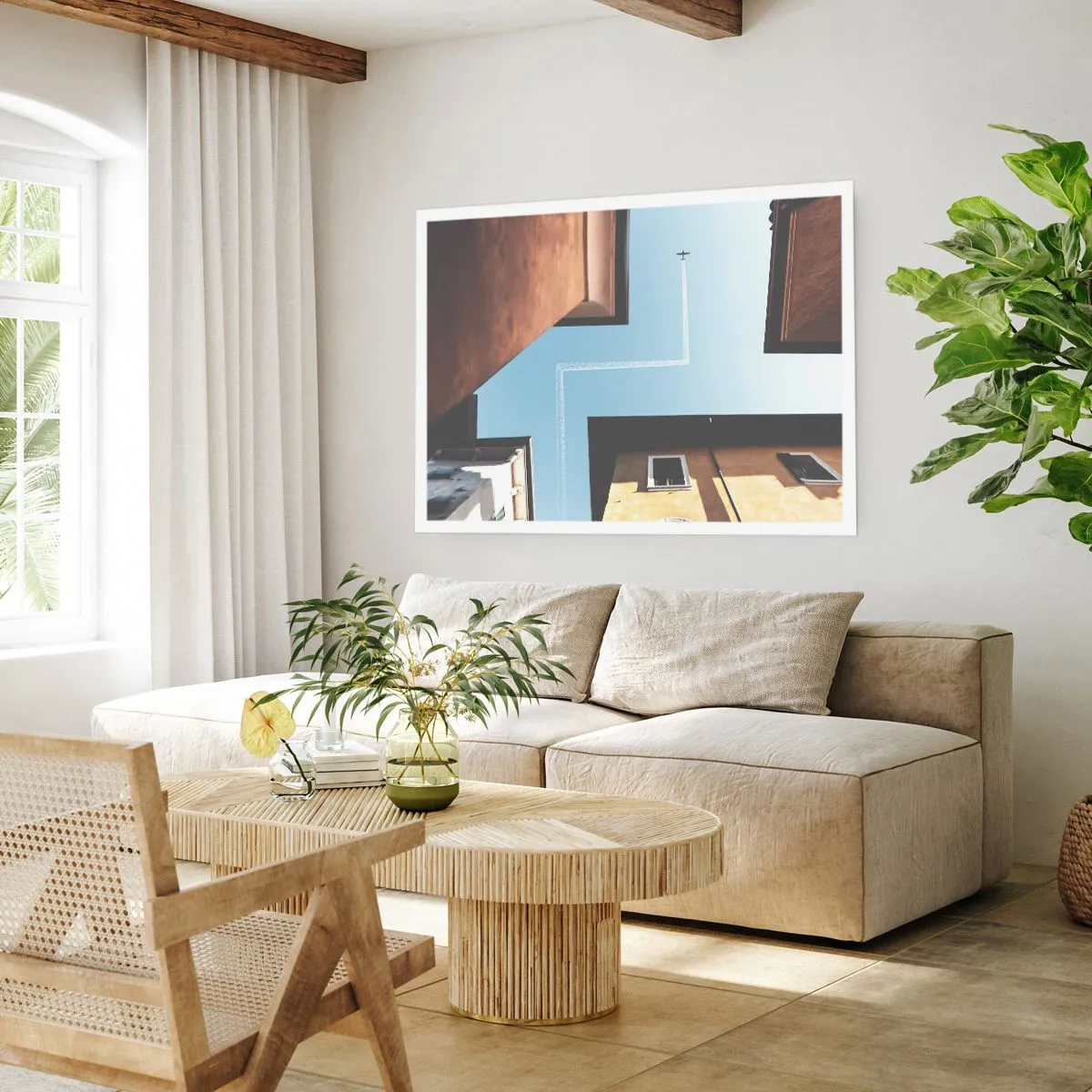 Poster - Boven het doolhof van de stad - 100x70 cm