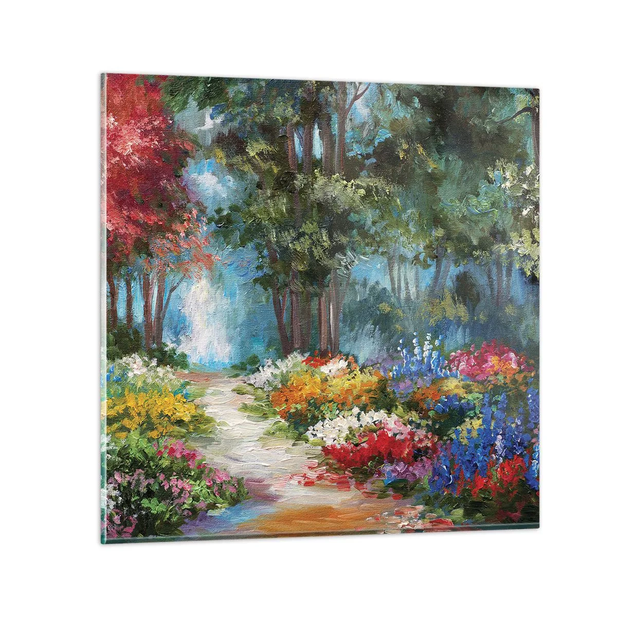 Schilderen op glas - Bostuin, bloemenbos - 70x70 cm