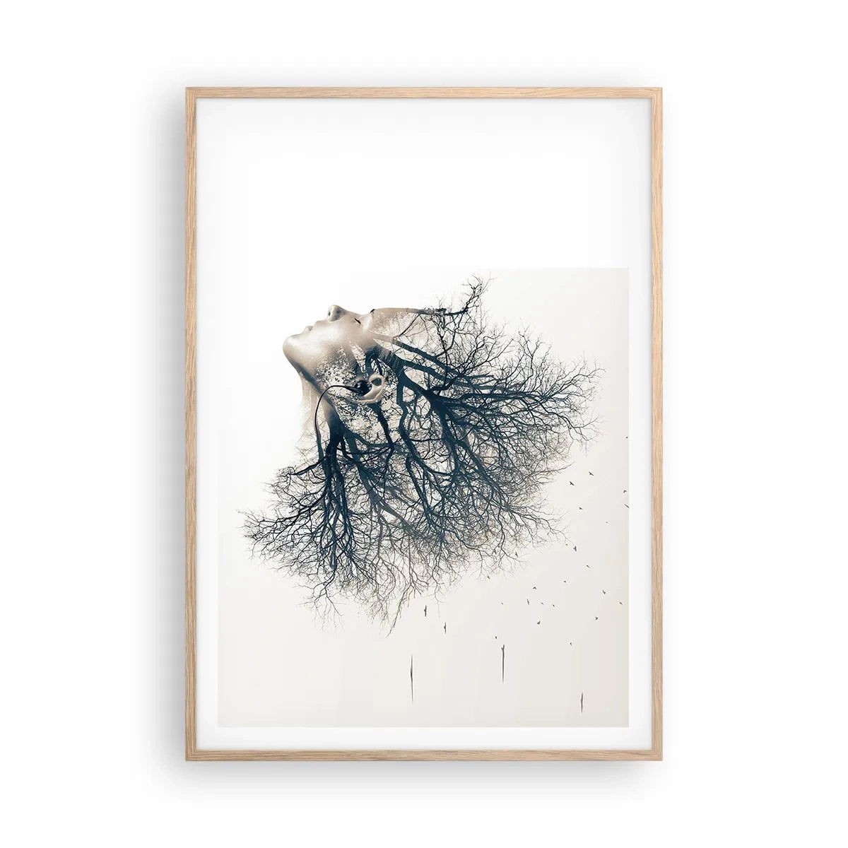 Een poster in een licht eiken lijst - Luisteren naar het gefluister van bomen - 70x100 cm