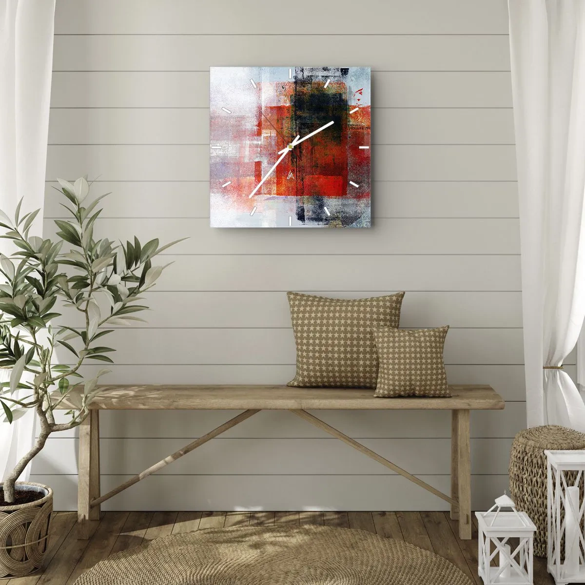 Wandklok - Klok - Een gloeiende compositie - 30x30 cm