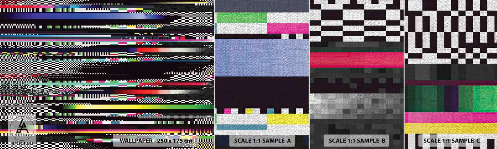 Fotobehang Monster Premium Canvas - Het controlebeeld van de werkelijkheid - Abstractie, Deel, Digitale ruis - 100x30 cm