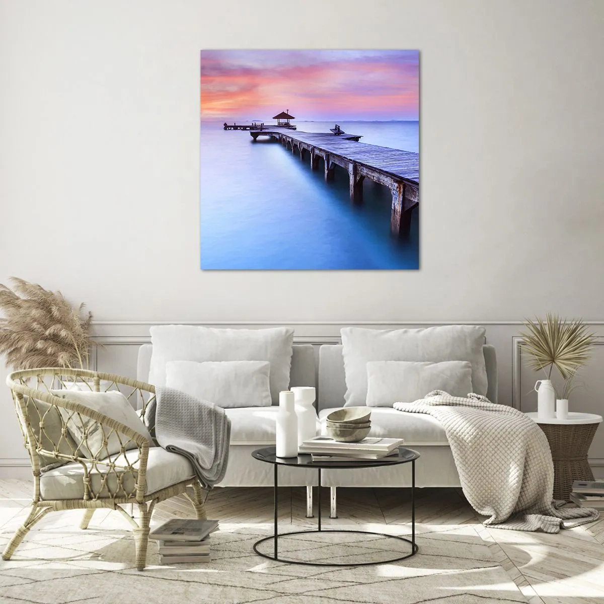 Schilderen op glas - Een zee van rust tot aan de horizon - 40x40 cm