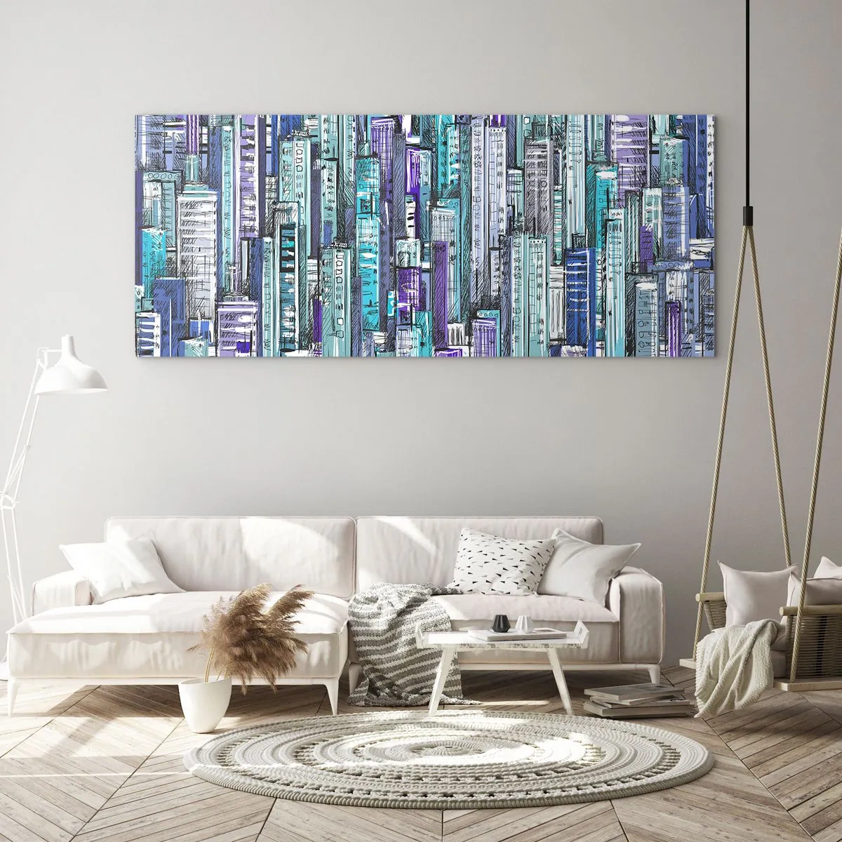 Schilderen op glas - Blauwachtig van de hemel - 120x50 cm