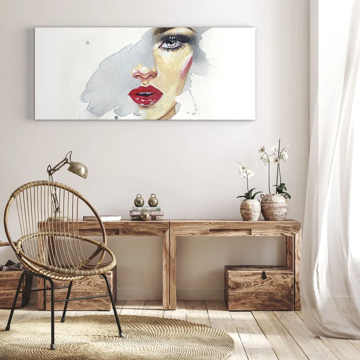 Schilderen op canvas - Weerspiegeld in een druppel water - 100x40 cm